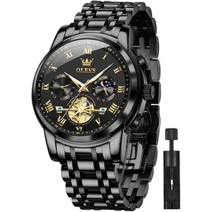 OLEVS Men Watch Chronograph Stainless Steel Quartz Business Dress Luminous Waterproof Multi-Function Men Wrist Watch