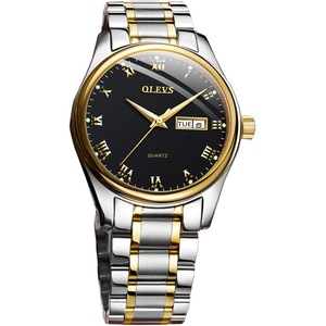 OLEVS Men Watches Stainless Steel Roman Numerals Waterproof Analog Quartz Luminous Calendar Business Luxury Dress Classic Gent Wrist Watch