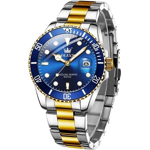 OLEVS Mens Watches Designer Calendar Dress Metal Stainless Steel Quartz Analog Waterproof Luminous Wrist Watch Gent Large
