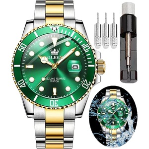 OLEVS Watch for Men Diamond Business Dress Analog Quartz Stainless Steel Waterproof Luminous Date Two Tone Luxury Casual Wrist Watch