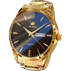OLEVS Watch for Men Stainless Steel Business Dress Analog Quartz Men Watch Large Face Day Waterproof Luminous Classic Wrist Watch