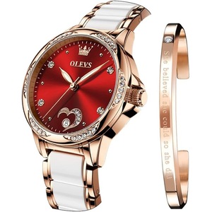 OLEVS Watches for Women Dress Roman Numerals Diamonds Stainless Steel Waterproof Silver Designer Metal Date Expanding Bracelet Ladies Wrist Watch