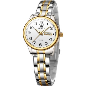 OLEVS Women Watch Classic Easy Read Number Dial Stainless Steel Strap Fashion Analogue Quartz Date Waterproof Ladies Watch