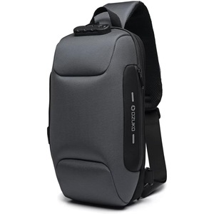OZUKO Men Sling Backpack Nylon Water Resistant Shoulder Chest Crossbody Sling Bag with USB Charging Port Black