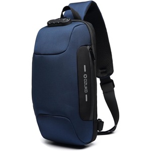 OZUKO Men Sling Backpack Nylon Water Resistant Shoulder Chest Crossbody Sling Bag with USB Charging Port Black