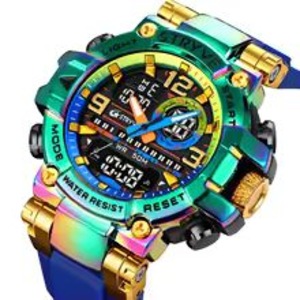 Watches 8025 Fashion Men Watch 5ATM Waterproof High Quality Digital-Analog Dual Movement Calendar Luminous
