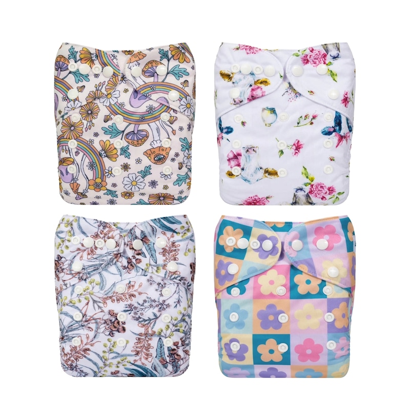 Buy Lulu & Finn Funky Nature Reusable Nappy 4 Pack Trial Bundle - MyDeal