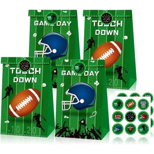 12pcs Football Paper Lolly Gift Bag Loot Bag & 18pcs Mini Stickers for Sports Birthday Party Favours