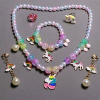 6PCS Unicorn Theme Kid Jewellery Set -Necklace Bracelet Earrings -Kids Girls Gift Idea