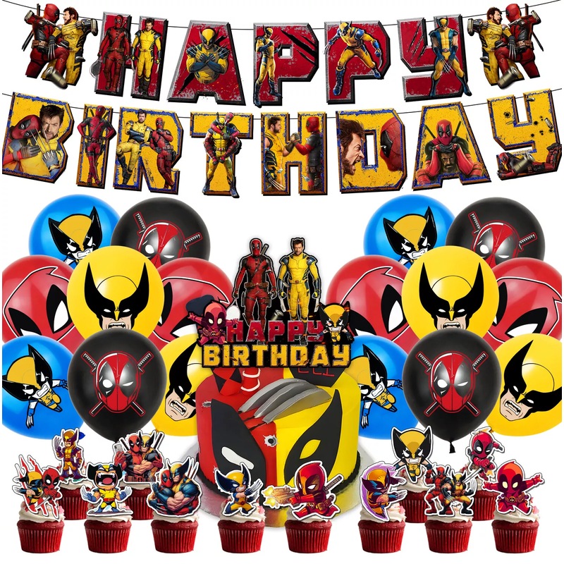 Buy Deadpool & Wolverine Theme Party Decorating Set Birthday Banner