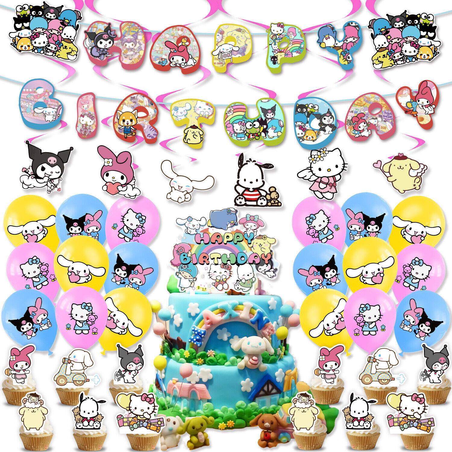 Buy Sanrio Party Decorating Set - Birthday Banner Latex Balloons Cake