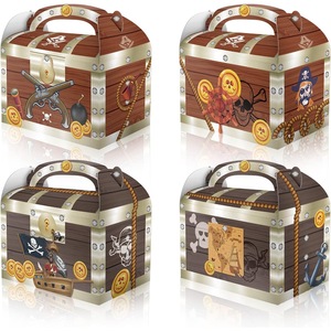 12PC Pirate Treasure Chest Lolly Loot Box Bag Candy Favour Box Party Supplies Decorations
