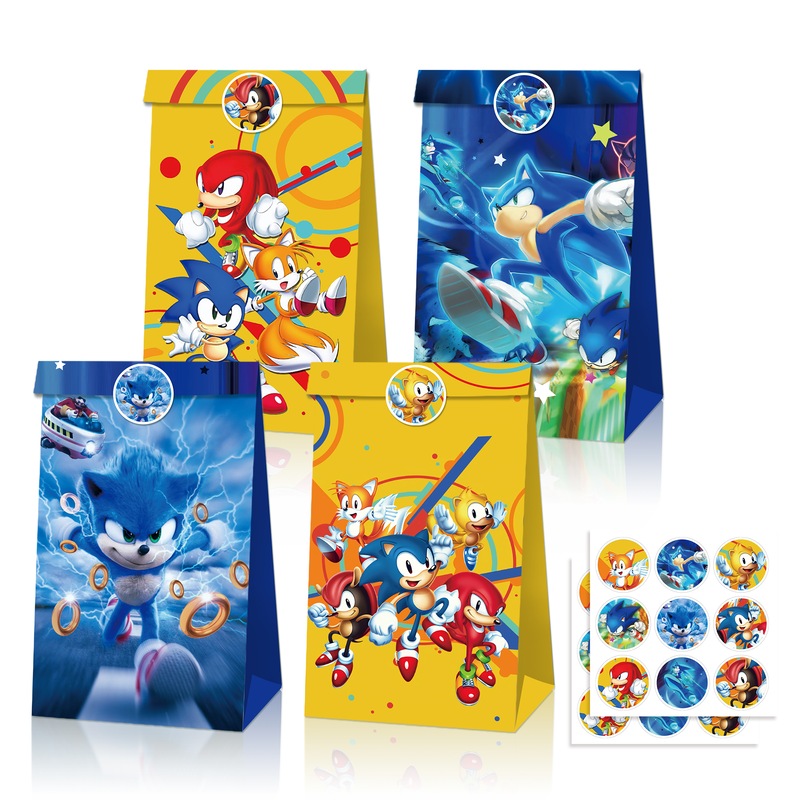 Buy 12PC Sonic the Hedgehog Paper Lolly Loot Bag & Stickers Gift Bag ...