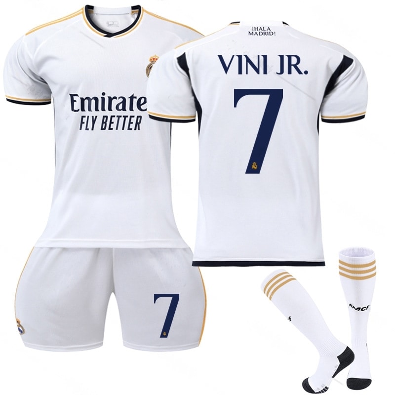 Buy 23/24 Kids Real Madrid Vini Jr Soccer Jersey Set Football Kits #7 ...