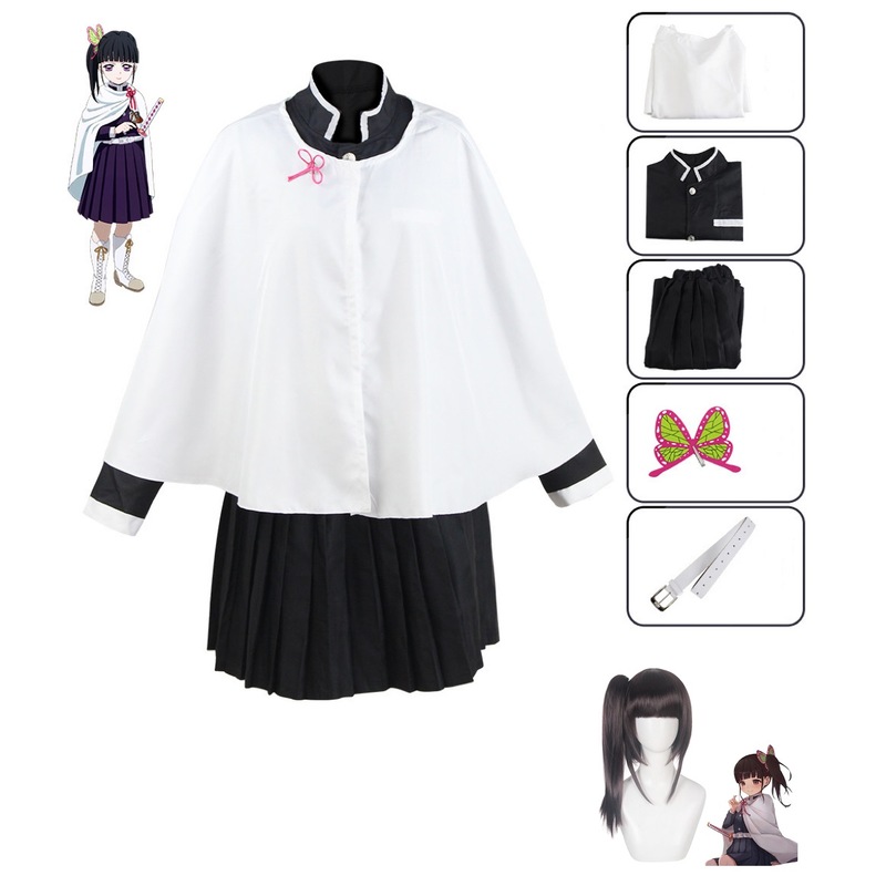 Buy Adult Demon Slayer Kanao Tsuyuri Costume & Wig Kimetsu No Yaiba ...