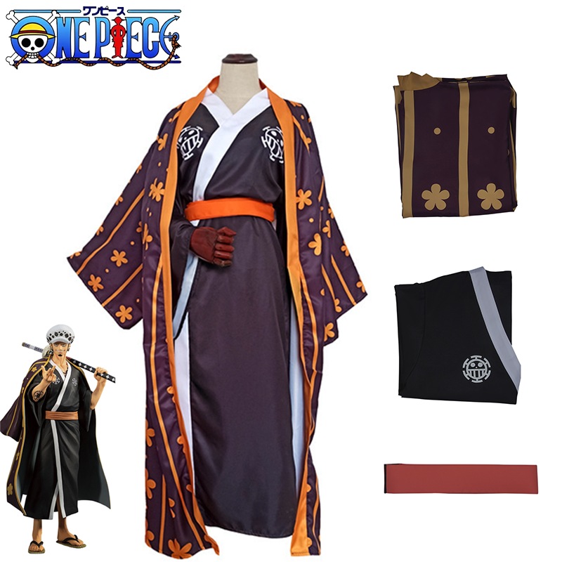 Buy One Piece Wano Country Trafalgar Law Costume Anime Cosplay Kimono ...