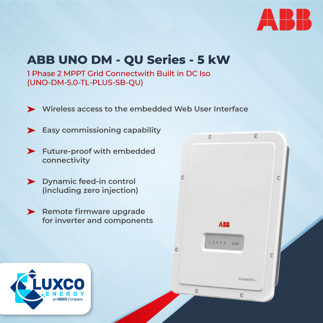 ABB UNO DM - QU Series - 5kW 1 Phase 2 MPPT Grid Connect Inverter (Isolator Built-in) Australia