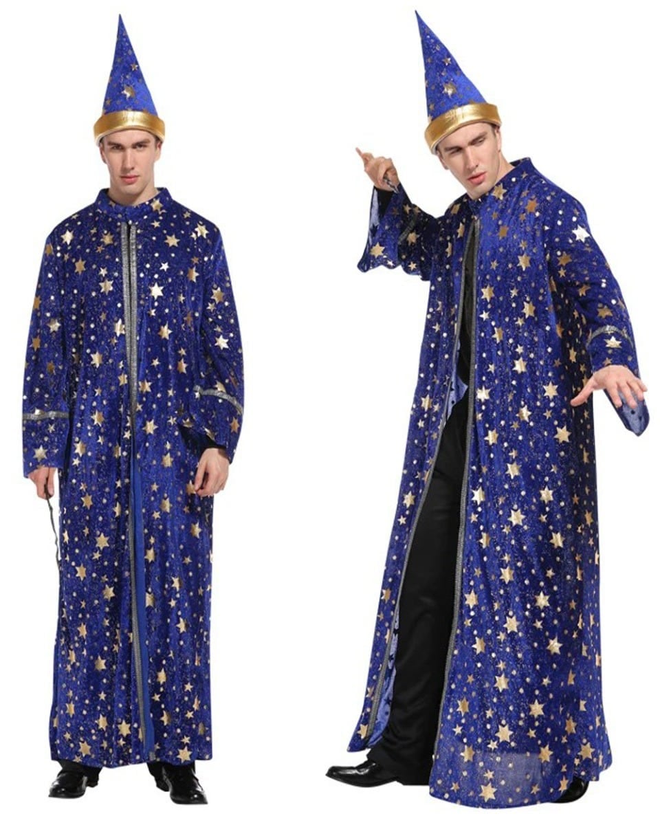 Buy Blue Robe Star Moon Magician Wizard Mens Costume - MyDeal Australia