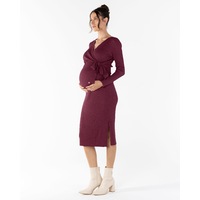 Lucille Knit Maternity Midi Dress in Burgundy