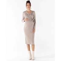 Lucille Knit Maternity Midi Dress in Gravel