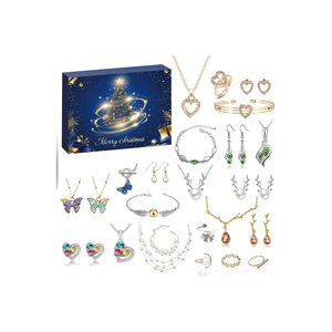 24 Days Countdown Jewelry Christmas Advent Calendar Bracelets Necklaces Earrings Kit-Style 1