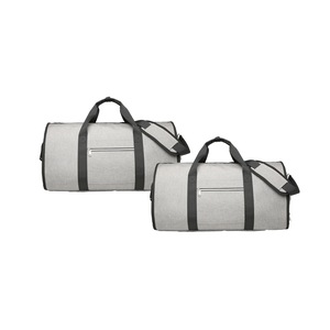 2Pcs Carry on Garment Bag Convertible Travel Duffel Suit Bag with Shoe Compartment Dress Suitcase Suit Travel Bags for Business Trips-Light Grey