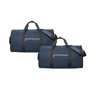 2Pcs Carry on Garment Bag Convertible Travel Duffel Suit Bag with Shoe Compartment Dress Suitcase Suit Travel Bags for Business Trips-Blue