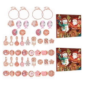 2pcs Christmas Advent Calendar Bracelets DIY Charm Beads Bracelets Jewelry Making Kit for Girls