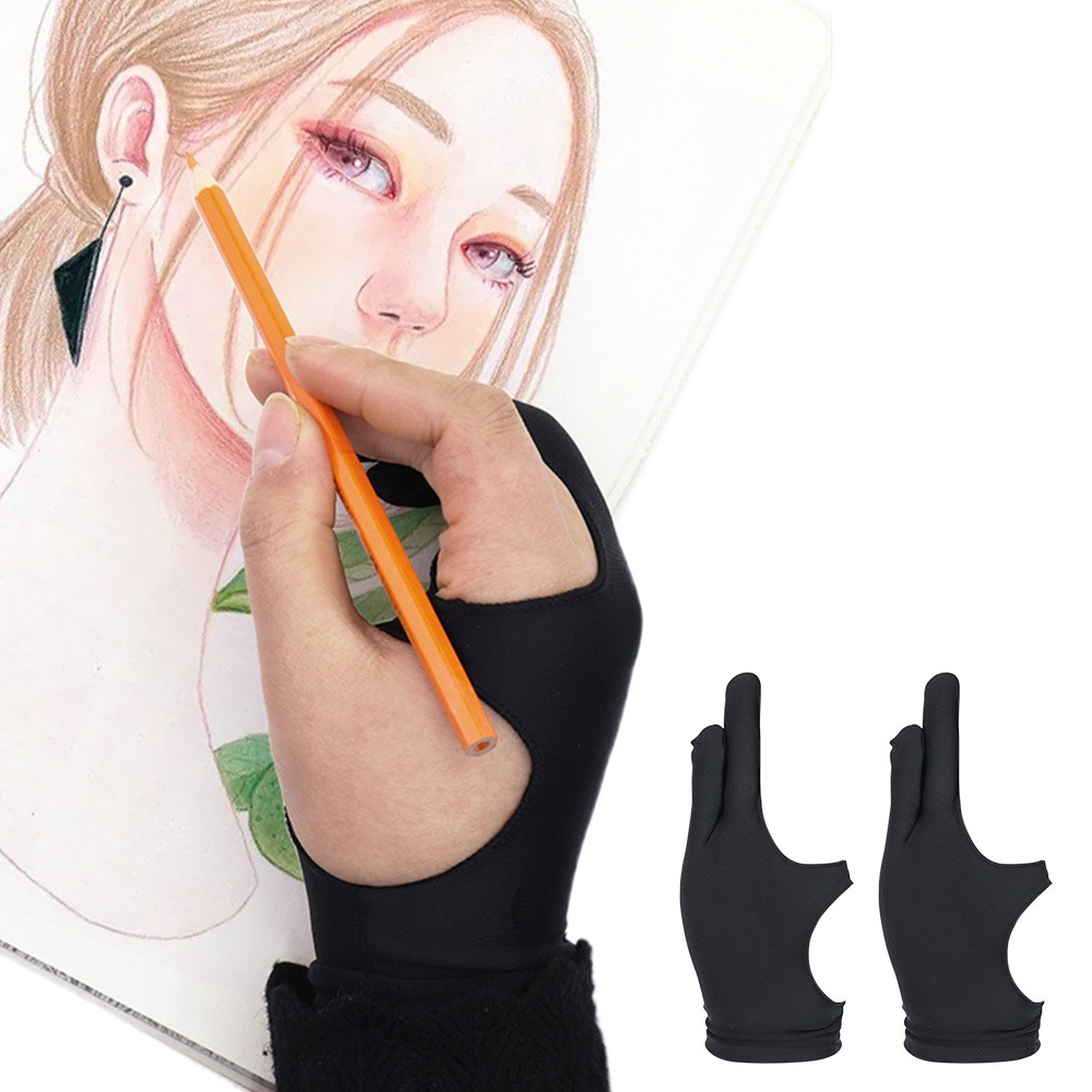 2PCS Digital Drawing Gloves Art Glove with Two Finger Artist for