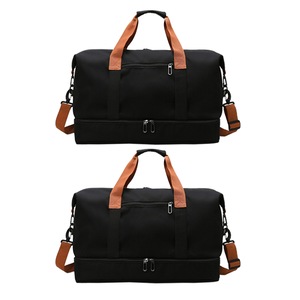 2pcs Large Capacity Travel Bag Dry/Wet Separation Travel Duffel Bag-Black