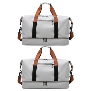 2pcs Large Capacity Travel Bag Dry/Wet Separation Travel Duffel Bag-Grey
