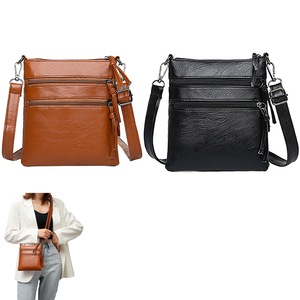 2pcs Mobile Phone Bag Multi Zipper Pocket Cross Body Bag with Detachable Strap-Each of Color