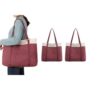 2Pcs Women Laptop Tote Bag Canvas Handbag Purse Shoulder Bag 15.6 Inch Handbag Purse-Red