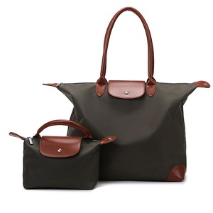 2Pcs Women's Tote Bag Set Featuring a Large Bag and a Matching Same Storage Bag-Army Green