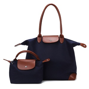 2Pcs Women's Tote Bag Set Featuring a Large Bag and a Matching Same Storage Bag-Blue