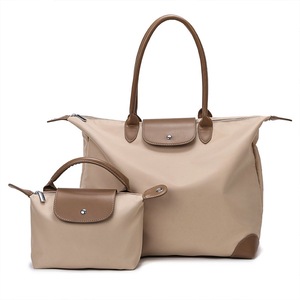 2Pcs Women's Tote Bag Set Featuring a Large Bag and a Matching Same Storage Bag-Khaki
