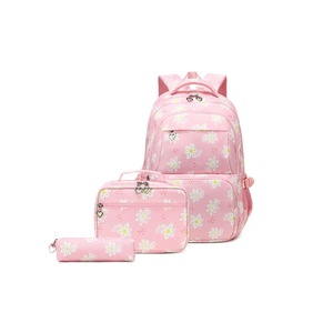 3Pcs Daisy Backpack for Students Bookbag with Lunch Box School Bag Set Flower Printed Backpack Set School Daypack-Pink