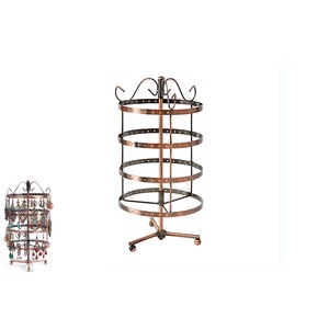 4-Tier Rotating Earring Holder 144 Holes Earring Organizer Jewelry Display Stand for Earrings-Brown
