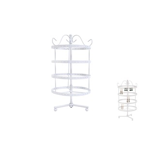 4-Tier Rotating Earring Holder 144 Holes Earring Organizer Jewelry Display Stand for Earrings-White