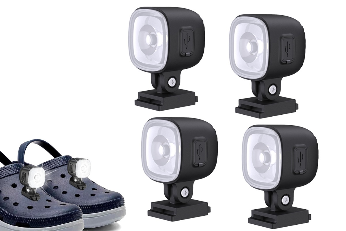 4Pcs For Croc Headlights Water resistant Rechargeable Shoes Lights with 4 Light Modes