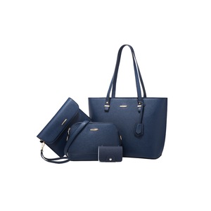 4Pcs Women Handbags Card Holder Fashion Shoulder Bag Satchel Purse Set Tote Bag-Blue