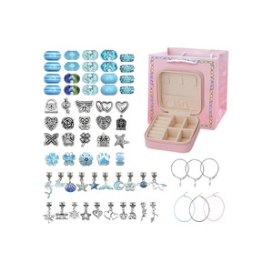 66Pcs Charm Bracelet Making Kit Unicorns Beads Jewelry Girls Arts Crafts Gifts Set-Blue