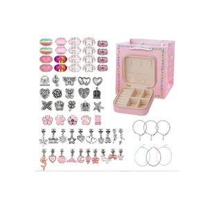 66Pcs Charm Bracelet Making Kit Unicorns Beads Jewelry Girls Arts Crafts Gifts Set-Pink