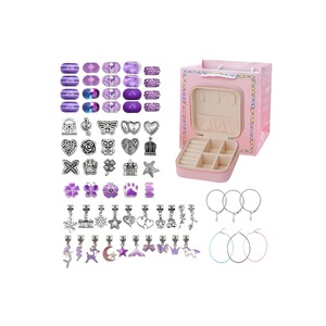 66Pcs Charm Bracelet Making Kit Unicorns Beads Jewelry Girls Arts Crafts Gifts Set-Purple