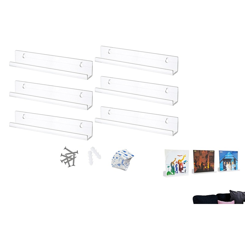 Buy 6Pcs Vinyl Record Shelves Holder Clear Acrylic Wall Mount Album
