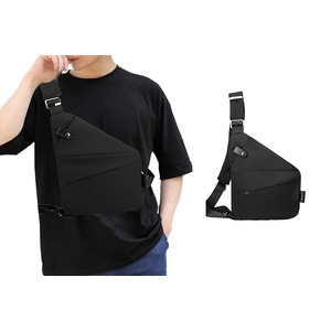Anti-Theft Crossbody Bag Multi-pocket Chest Sling Shoulder Bag-Left Shoulder, Black