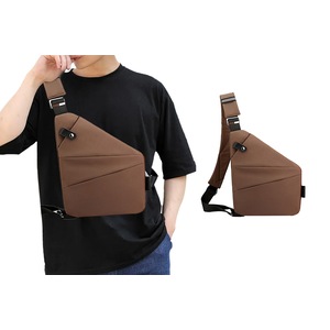 Anti-Theft Crossbody Bag Multi-pocket Chest Sling Shoulder Bag-Left Shoulder, Coffee