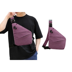 Anti-Theft Crossbody Bag Multi-pocket Chest Sling Shoulder Bag-Left Shoulder, Purple