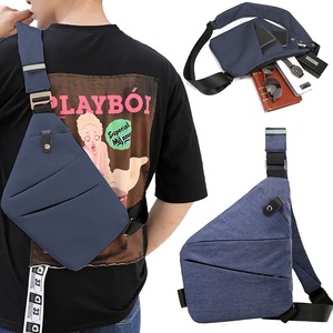 Anti-Theft Multi-pocket Chest Sling Crossbody Shoulder Bag-Right Shoulder, Blue