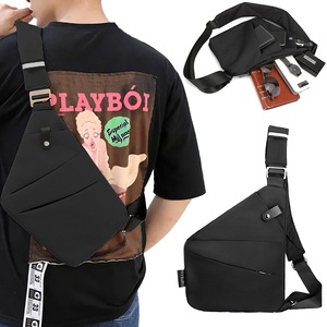 Anti-Theft Multi-pocket Chest Sling Crossbody Shoulder Bag-Right Shoulder, Black